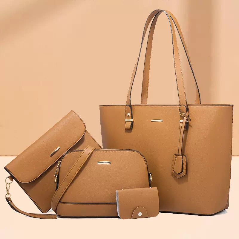 Trendy women's bag retro socialite single shoulder handbag 2026 new large capacity fashionable diagonal cross four piece set mother bag