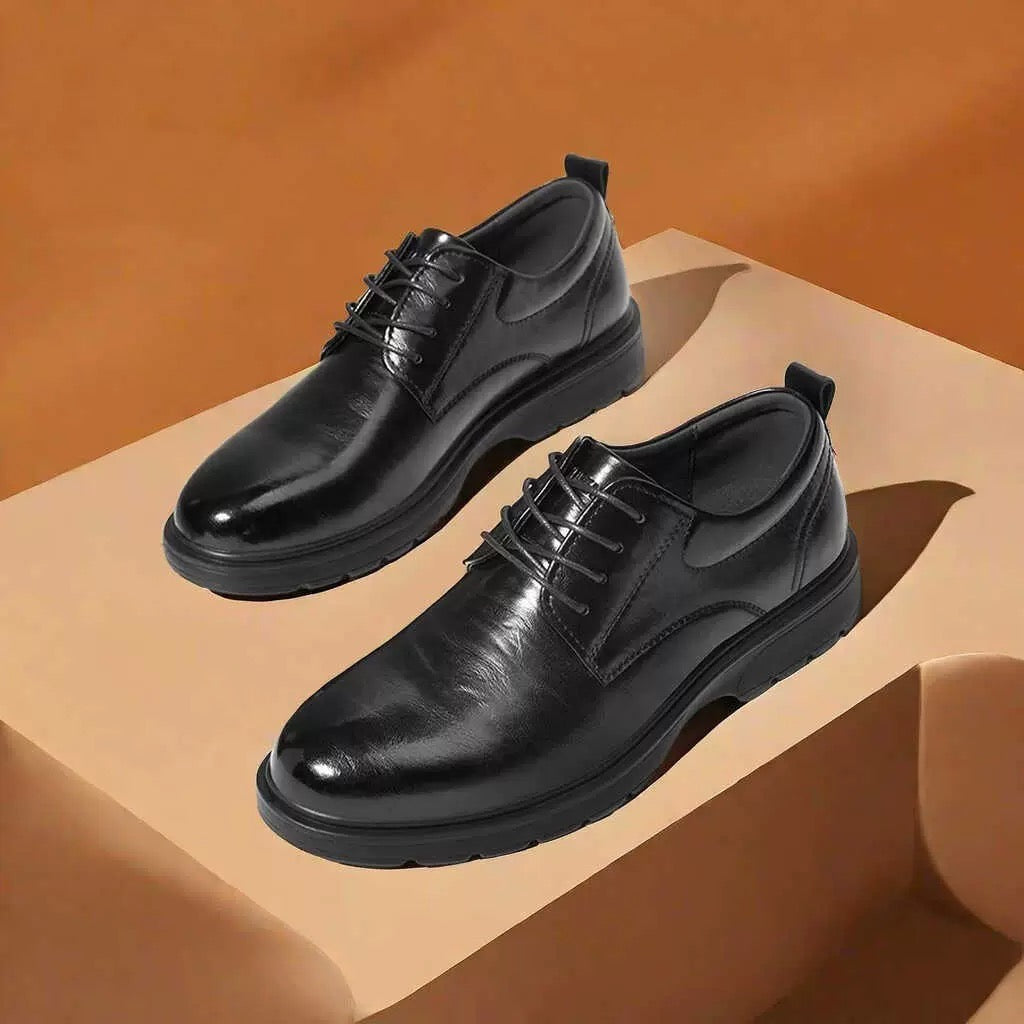 Cross border e-commerce Spring and Autumn men's leather shoes lace up British thick soled business leather shoes interview groom's wedding men's shoes